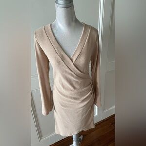 Apricot Ruched Wrap Sweater Dress LP